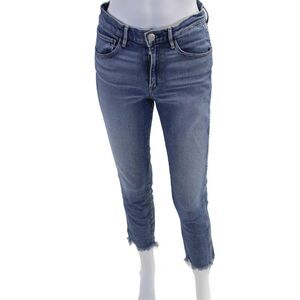 3x1 NYC Womens Zipper Fly High Rise Fringe Skinny Ankle Jeans Blue Size 26